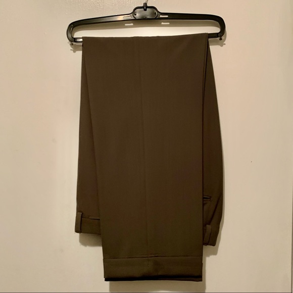 Riviera Armando Pant 32R - Olive Flat Front Silky Trousers - Picture 2 of 12
